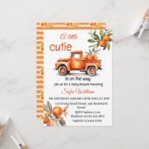 kleine cutie oranje truck citrus baby shower