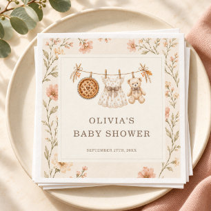 Kleine Cutie Pie Herfst Bloemige Baby Shower Feest Servet