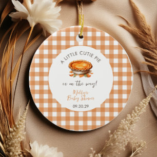 Kleine Cutie Pie Herfst Pompoen Gingham Baby showe Keramisch Ornament