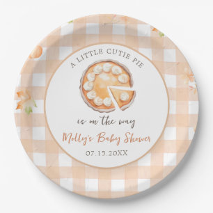 Kleine Cutie Pie Herfst Pompoen Gingham Baby showe Papieren Bordje