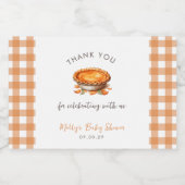 Kleine Cutie Pie Herfst Pompoen Gingham Baby showe Sparkling Wijnetiket (Enkel label)