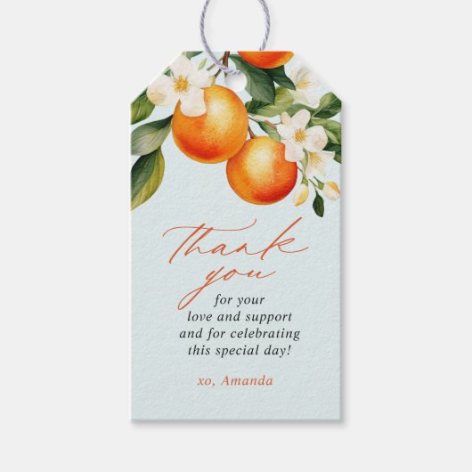 Kleine Cutie Sinaasappel Clementine Baby shower Fa Cadeaulabel (Voorkant)