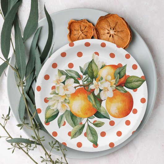 Kleine Cutie Sinaasappel Clementine Baby shower Fa Papieren Bordje