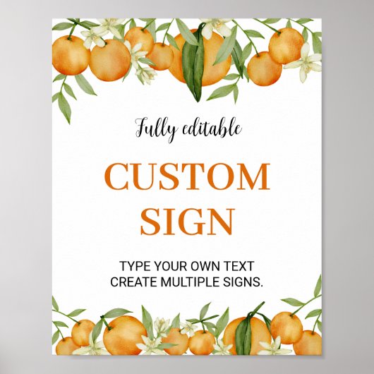 Kleine Cutie Sinaasappel Verjaardag Custom Tafel T Poster (Voorkant)