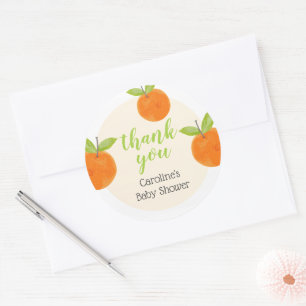 Kleine Cutie Sinaasappels Baby Shower Bedankt Ronde Sticker