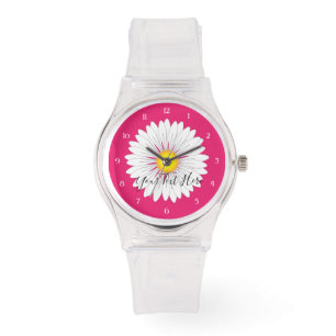  kleine Daisy sportieve roze siliconen Horloge