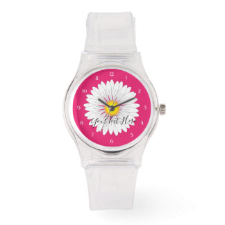  kleine Daisy sportieve roze siliconen Horloge