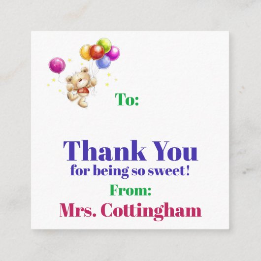 Kleine dank u Visitekaartje Informatiekaartje (Achterkant)