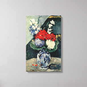 Kleine delft vase met bloemen door Paul Cezanne Canvas Afdruk