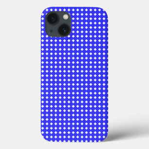 Kleine diamant vierkantjes patroon kobaltblauw wit iPhone 13 hoesje