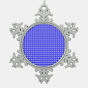 Kleine diamant vierkantjes patroon kobaltblauw wit tin sneeuwvlok ornament