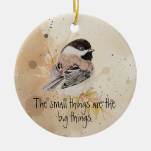 Kleine dingen Inspirerende citaten Meesje Vogel Keramisch Ornament