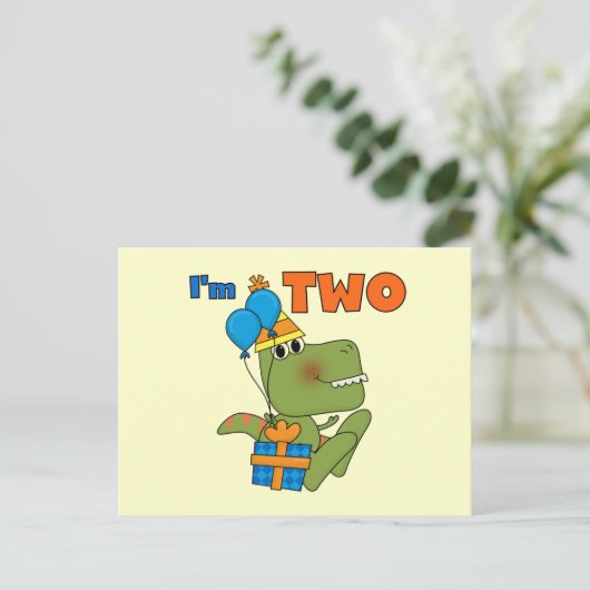 Kleine Dino 2e Verjaardag Tshirts en geschenken Briefkaart (Staand voorkant)