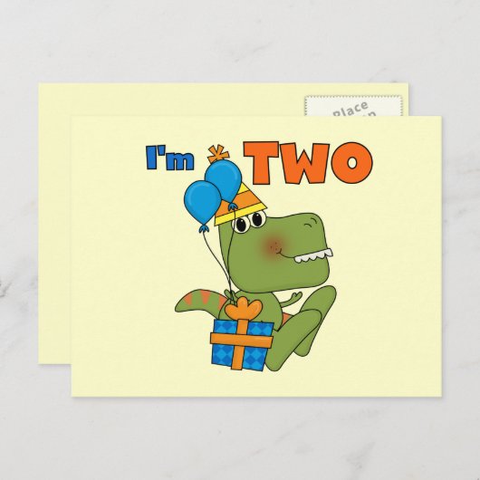 Kleine Dino 2e Verjaardag Tshirts en geschenken Briefkaart (Voorkant / Achterkant)