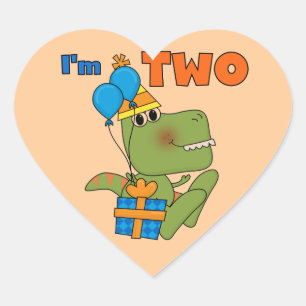 Kleine Dino 2e Verjaardag Tshirts en geschenken Hart Sticker