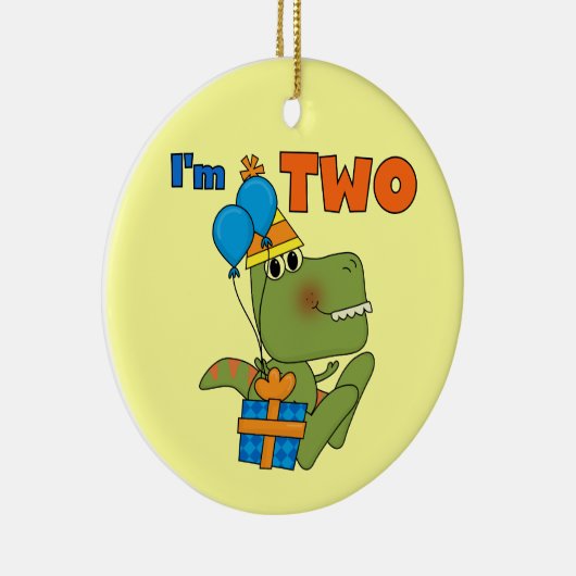 Kleine Dino 2e Verjaardag Tshirts en geschenken Keramisch Ornament (Rechts)