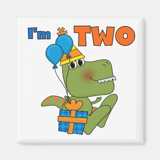 Kleine Dino 2e Verjaardag Tshirts en geschenken Magneet (Voorkant)