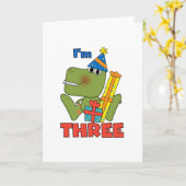 Kleine Dino 3e Verjaardag Tshirts en geschenken Kaart (Gele Bloem)