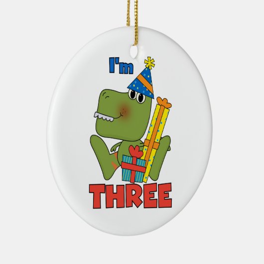 Kleine Dino 3e Verjaardag Tshirts en geschenken Keramisch Ornament (Rechts)
