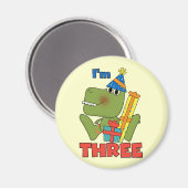 Kleine Dino 3e Verjaardag Tshirts en geschenken Magneet (Voorkant / Achterkant)