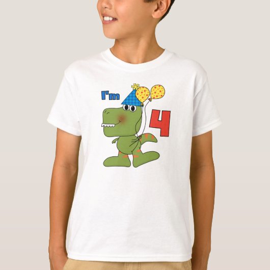 Kleine Dino 4e verjaardag Tshirts en geschenken (Voorkant)