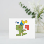Kleine Dino 4e verjaardag Tshirts en geschenken Briefkaart (Staand voorkant)