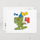 Kleine Dino 4e verjaardag Tshirts en geschenken Briefkaart (Voorkant / Achterkant)