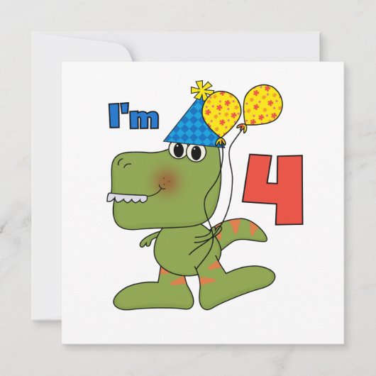 Kleine Dino 4e verjaardag Tshirts en geschenken Kaart (Voorkant)