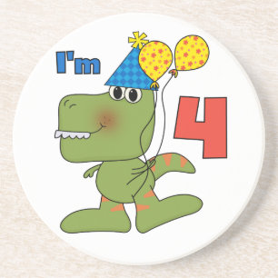 Kleine Dino 4e verjaardag Tshirts en geschenken Zandsteen Onderzetter