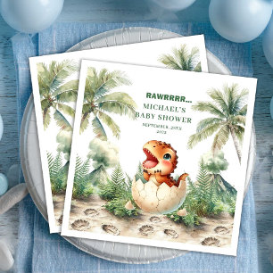 Kleine Dino Baby Shower Komt Eerder Naam Servetten