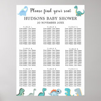 Kleine Dinosaur Cute Baby Shower Stoelenkaarten Poster