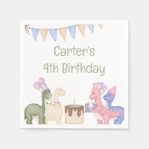 Kleine dinosaurussen met Cake Child Birthday Servet