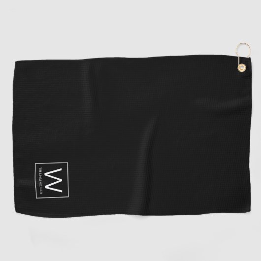 Kleine discrete monogram zwarte golfhanddoek (Horizontaal)