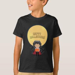 Kleine Dracula Halloween Vampier & Maan Custom T-shirt