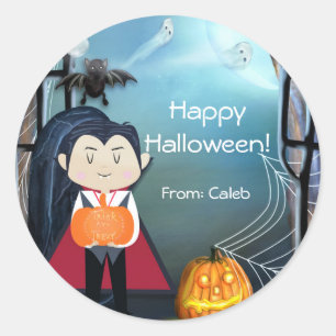 Kleine Dracula Vampier Fijne Halloween Feest Favor Ronde Sticker