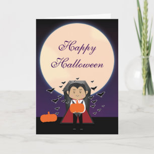 Kleine Dracula Vampier Kinderen Halloween Vouwkaar Kaart