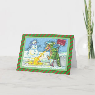 KLEINE DRAGON DIE Sneeuw SMELT & SCHOFT Leuk Blank Feestdagen Kaart