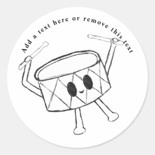 Kleine Drummer Jongen Drum Schets Ronde Sticker