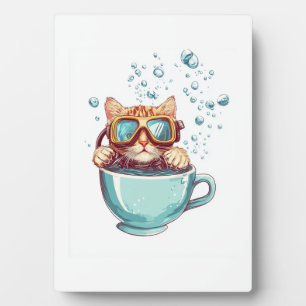 Kleine Duikerkat � Grappige Scuba Kitty Theeliefhe Fotoplaat