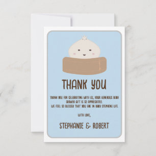 Kleine dumpling op de weg blauw Baby shower Bedankkaart