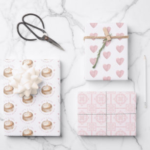 Kleine Dumpling Roze Waterverf Meisje Baby shower Inpakpapier Vel