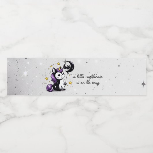 Kleine Eenhoorn Baby shower Waterfles Etiket (Enkel label)