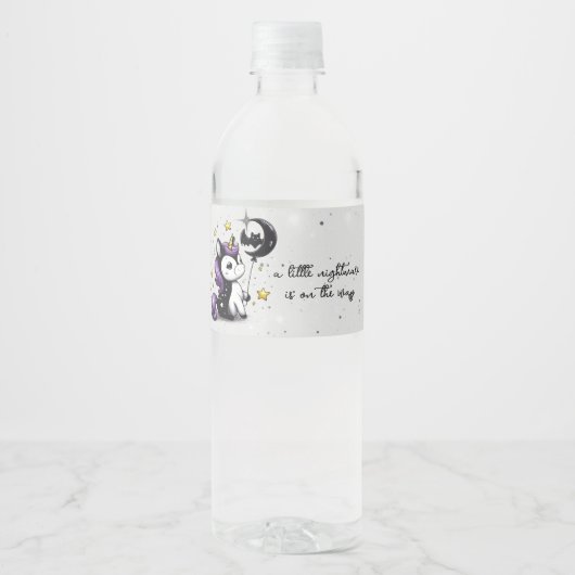 Kleine Eenhoorn Baby shower Waterfles Etiket (Voorkant)