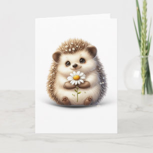 Kleine egel met madeliefje blanco natuurkaart kaart
