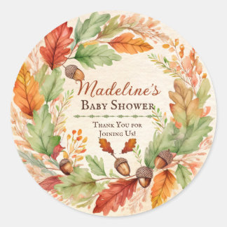 Kleine Eikel Herfst Baby Shower Favor Ronde Sticker