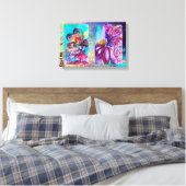 KLEINE ELF EN WHIMSICAL CUTE FAIRY IN PINK EN GOLD CANVAS AFDRUK (Insitu (Slaapkamer))