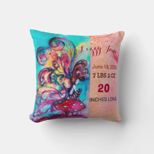 KLEINE ELF-MUSHROOMS, GIRL BABY SHOWER Baby Status Kussen