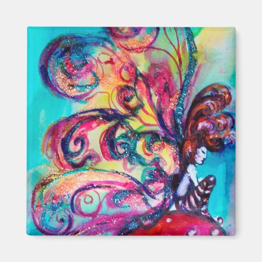 Kleine Elf paddenstoelen Magneet (Voorkant)