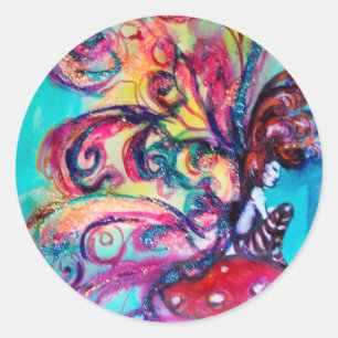 Kleine Elf paddenstoelen Ronde Sticker