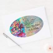 Kleine Elf paddenstoelen sparen het Datummonogram Ovale Sticker (Envelop)